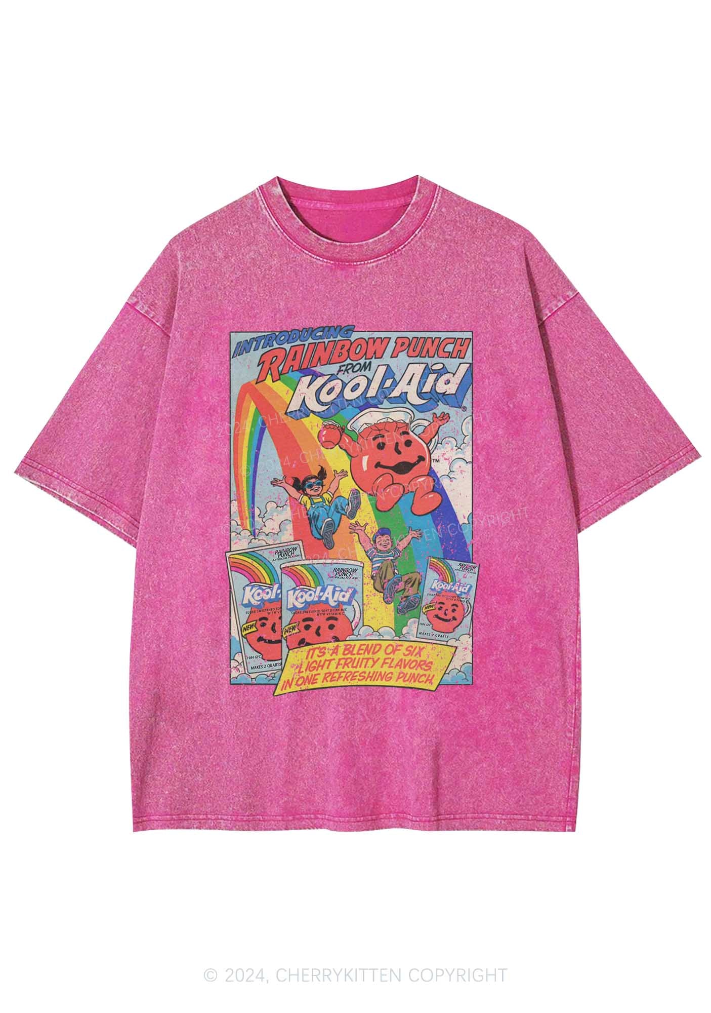 Rainbow Punch Y2K Washed Tee Cherrykitten