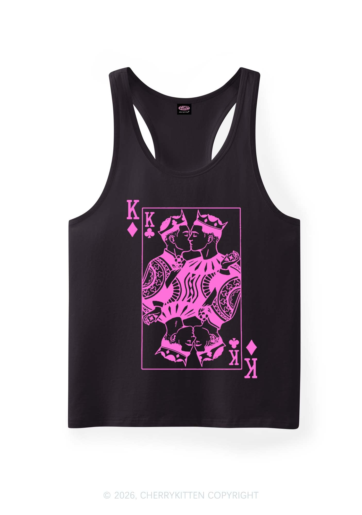 Pink Gay King Pride Y2K Men Racerback Tank Top Cherrykitten