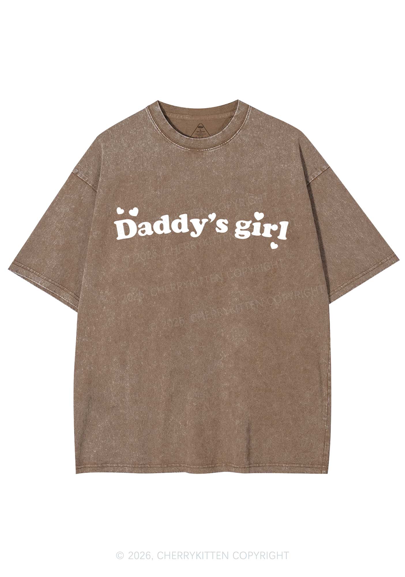Daddys Girl Valentine's Day Y2K Shirts Washed Tee Cherrykitten