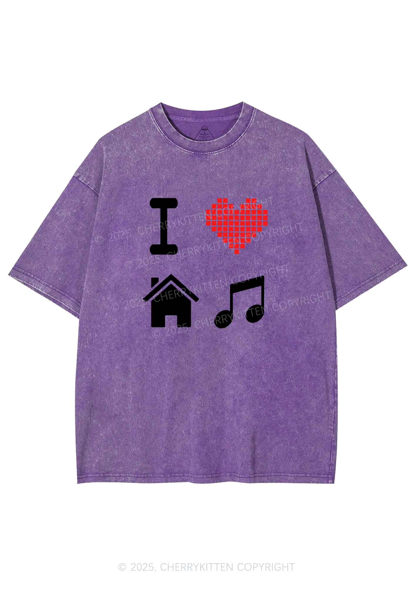 I Love House Music Y2K Shirts Washed Tee Cherrykitten