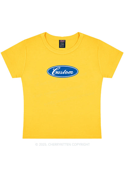 Oval Custom Text Y2K Baby Tee Cherrykitten