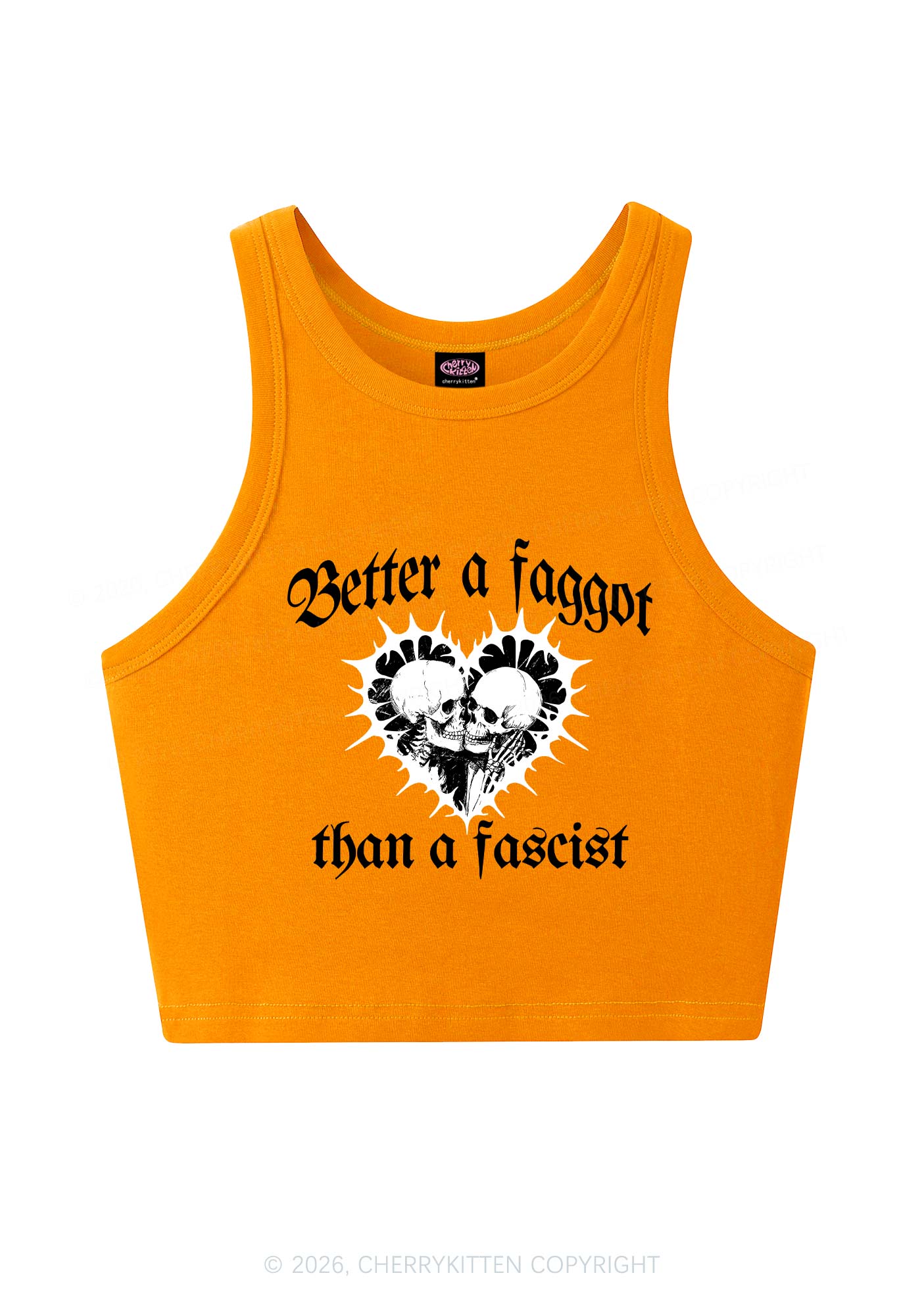 Better Faggot Than Fascist Pride Y2K Crop Tank Top Cherrykitten