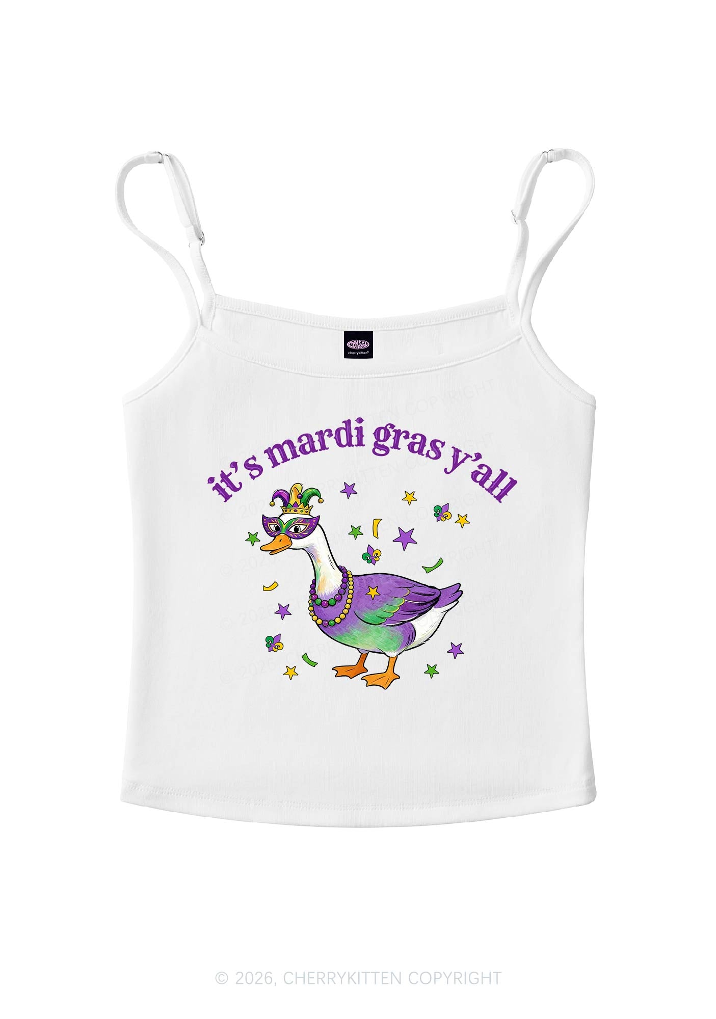 Its Mardi Gras Yall Y2K Spaghetti Strap Cami Cherrykitten