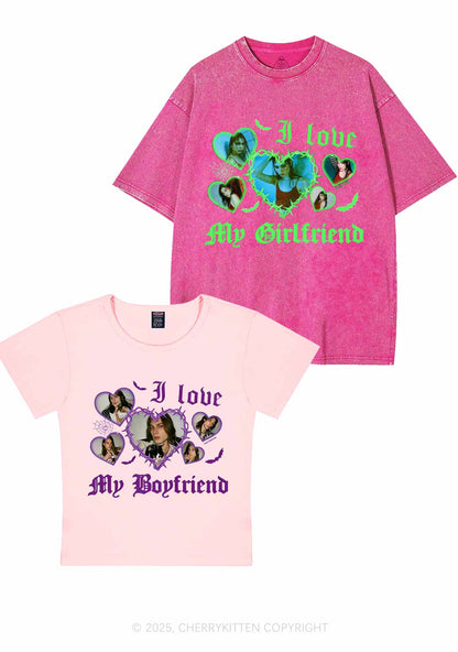 Custom Gothic GF BF Photos Y2K Valentine's Day Couple Shirt Cherrykitten