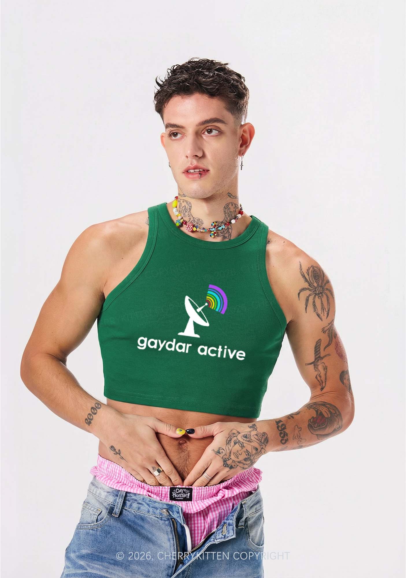 Gaydar Active Pride Y2K Crop Tank Top Cherrykitten