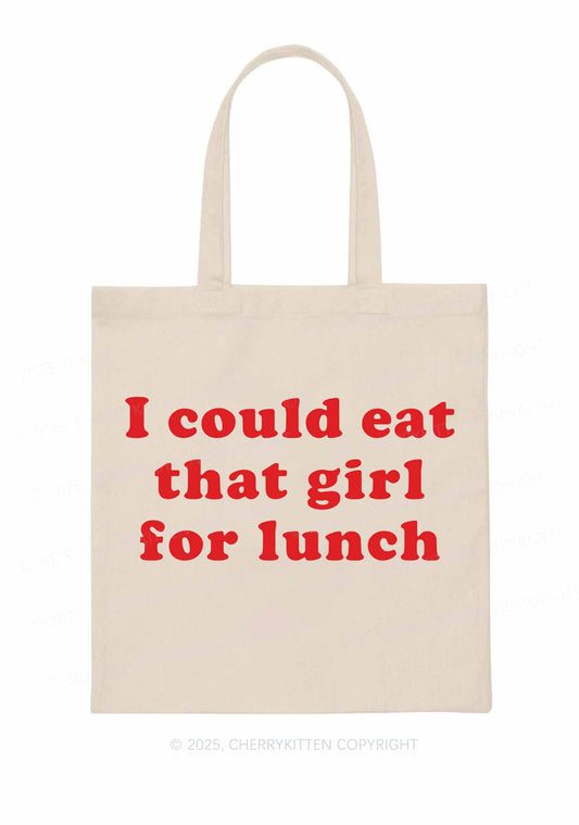 Eat Girl For Lunch Pride Y2K Canvas Tote Bag Cherrykitten