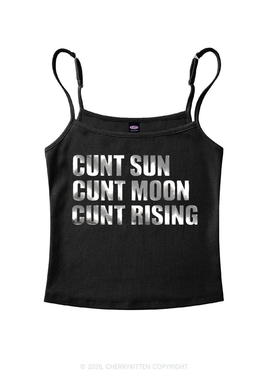 Cxxt Sun Moon Rising Silver Foil Printed Y2K Spaghetti Strap Cami Cherrykitten