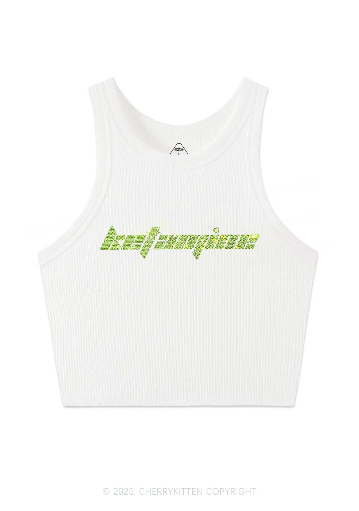 Rhinestone Ketamxxe Y2K Crop Tank Top Cherrykitten