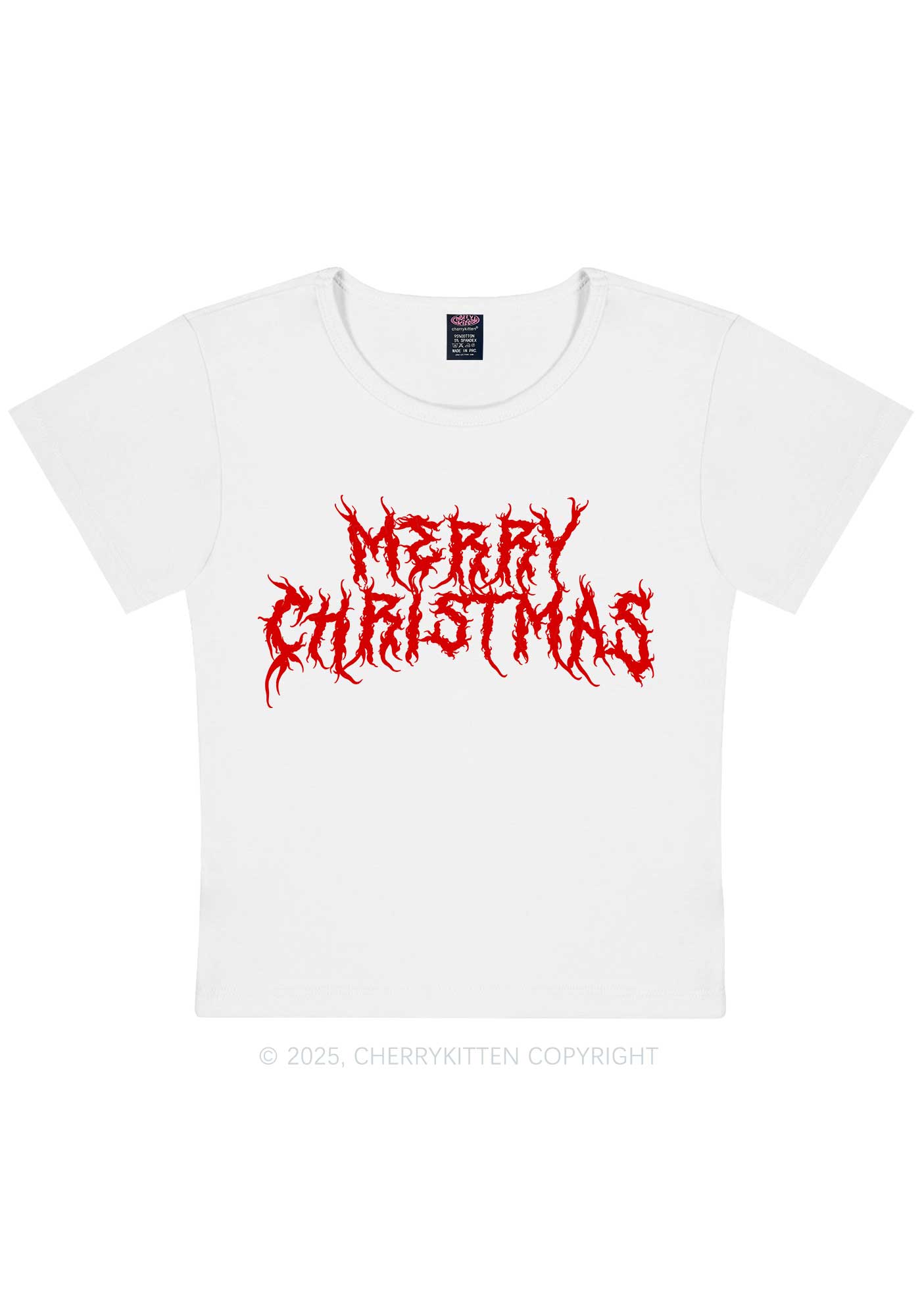 Merry Christmas Y2K Baby Tee Cherrykitten