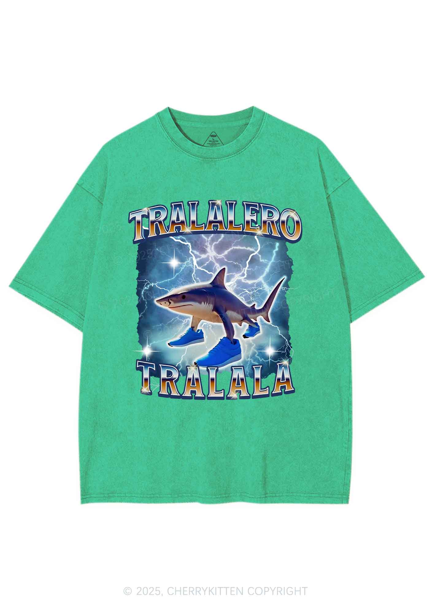 Tralalero Tralala Italian Brainrot Shirt Y2K Shirts Washed Tee Cherrykitten