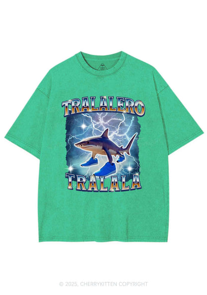 Tralalero Tralala Italian Brainrot Shirt Y2K Shirts Washed Tee Cherrykitten