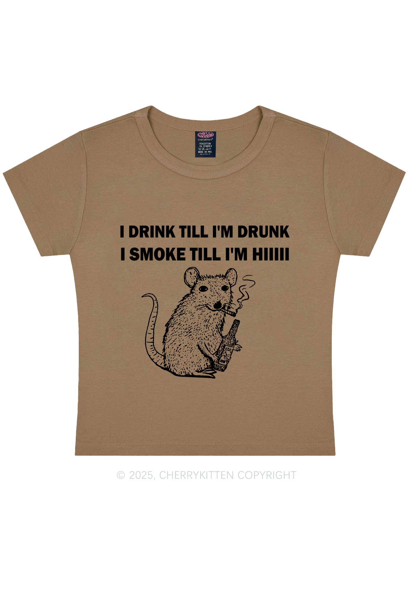 Drunk And Smoke Ratz Y2K Baby Tee Cherrykitten
