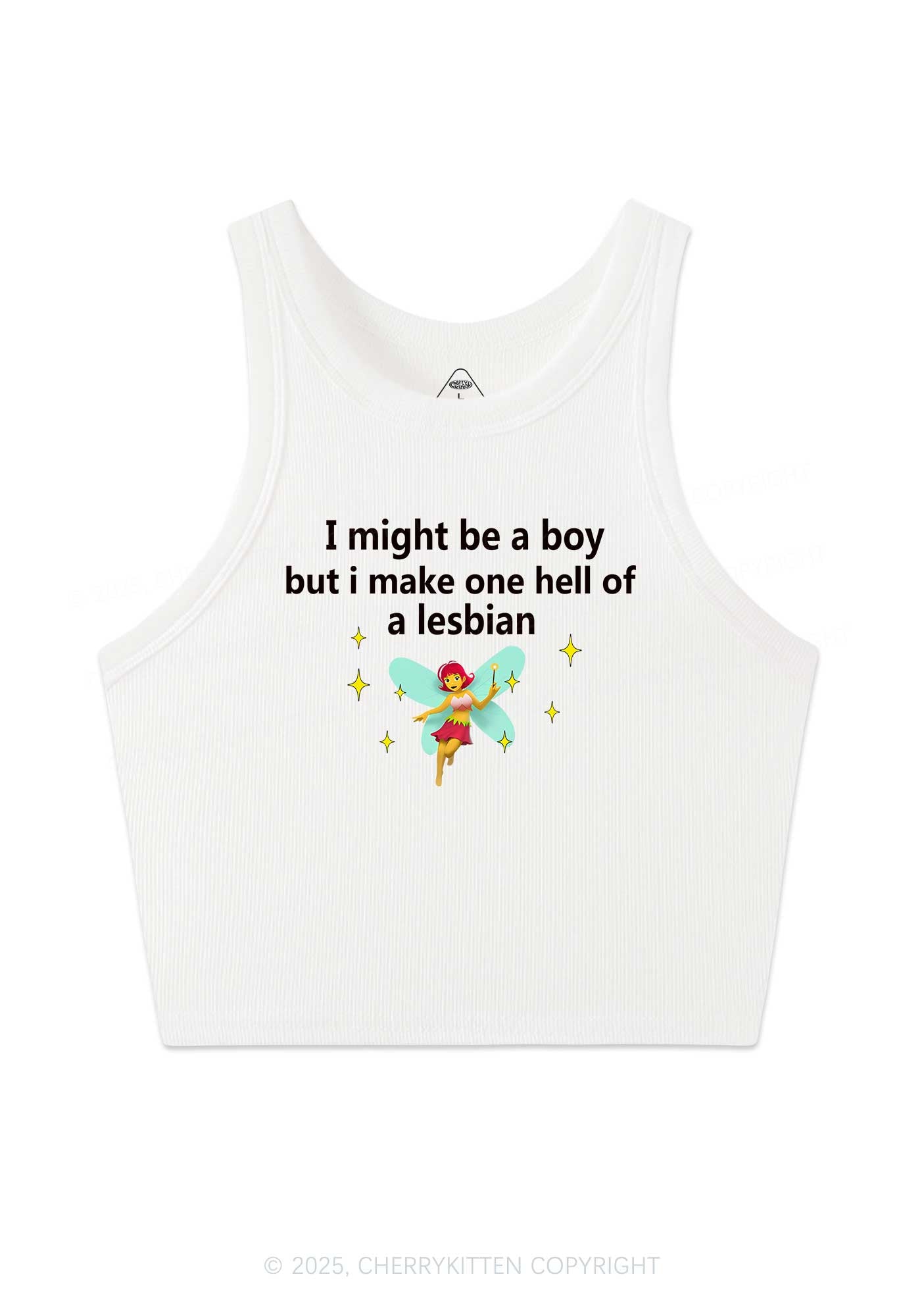 Make Hell Of Lesbian Y2K Crop Tank Top Cherrykitten