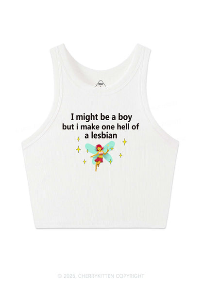 Make Hell Of Lesbian Y2K Crop Tank Top Cherrykitten