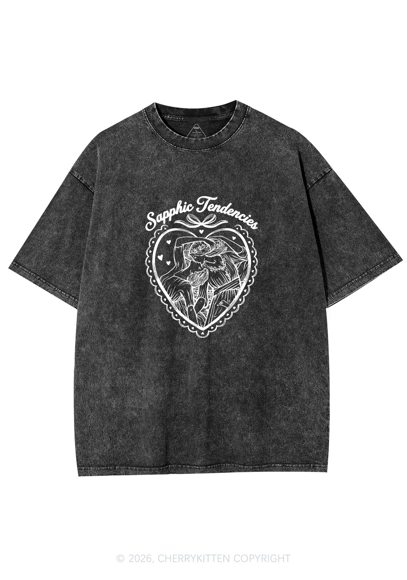 Sapphic Tendencies Art Pride Y2K Shirts Washed Tee Cherrykitten