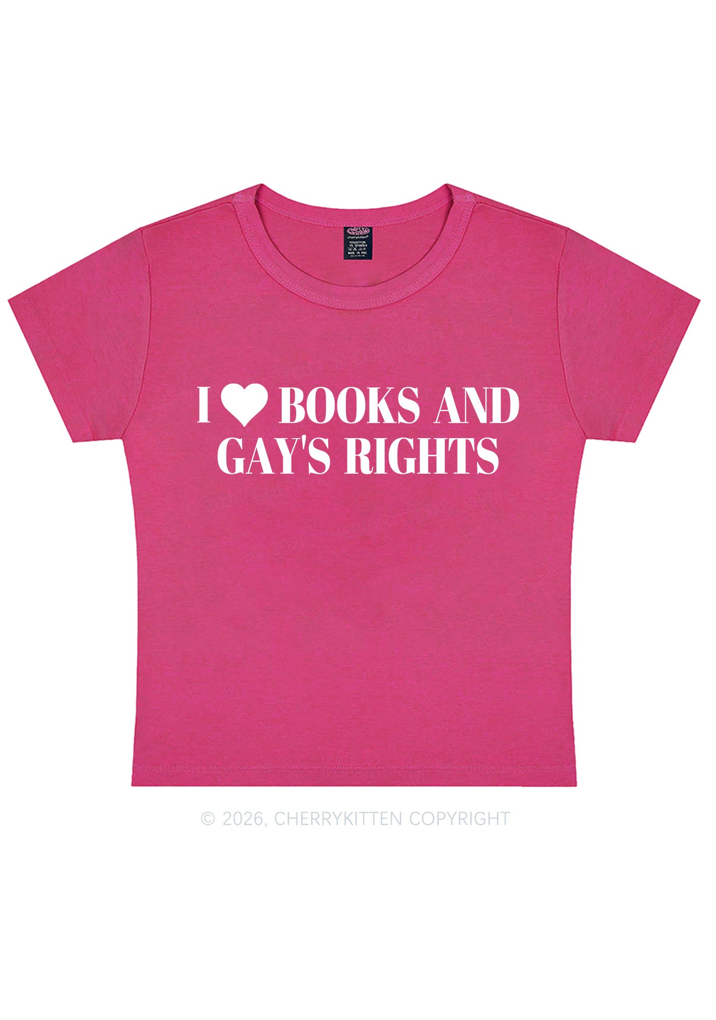 I Love Books And Gay Rights Pride Y2K Baby Tee Cherrykitten