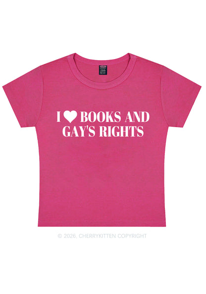 I Love Books And Gay Rights Pride Y2K Baby Tee Cherrykitten