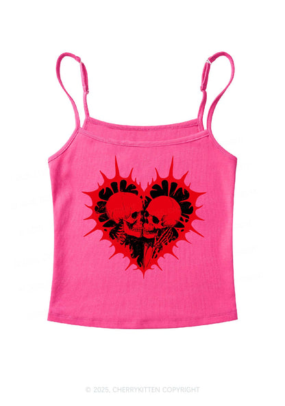 Spiked Heart Skulls Valentine's Day Y2K Spaghetti Strap Cami Cherrykitten