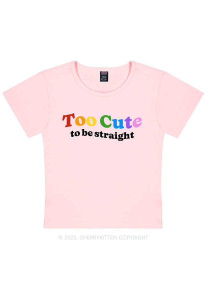Too Cute To Be Straight Pride Y2K Baby Tee Cherrykitten