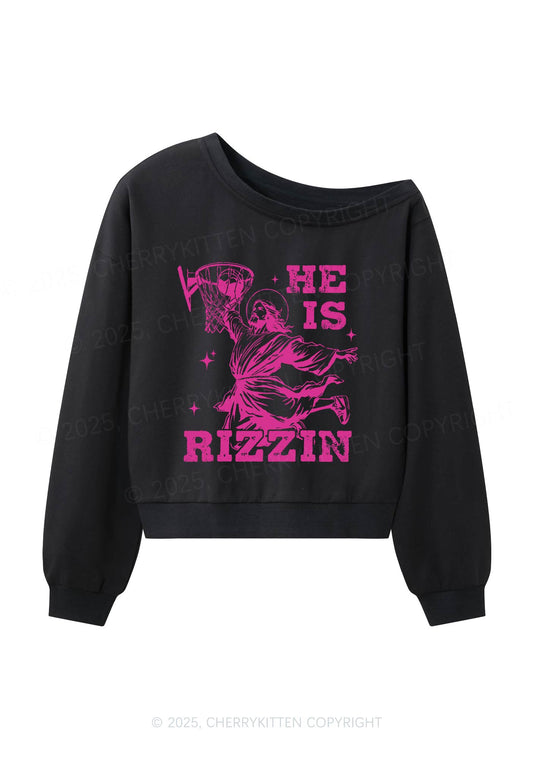 He Is Rizzin Y2K Off Shoulder Sweatshirts Cherrykitten