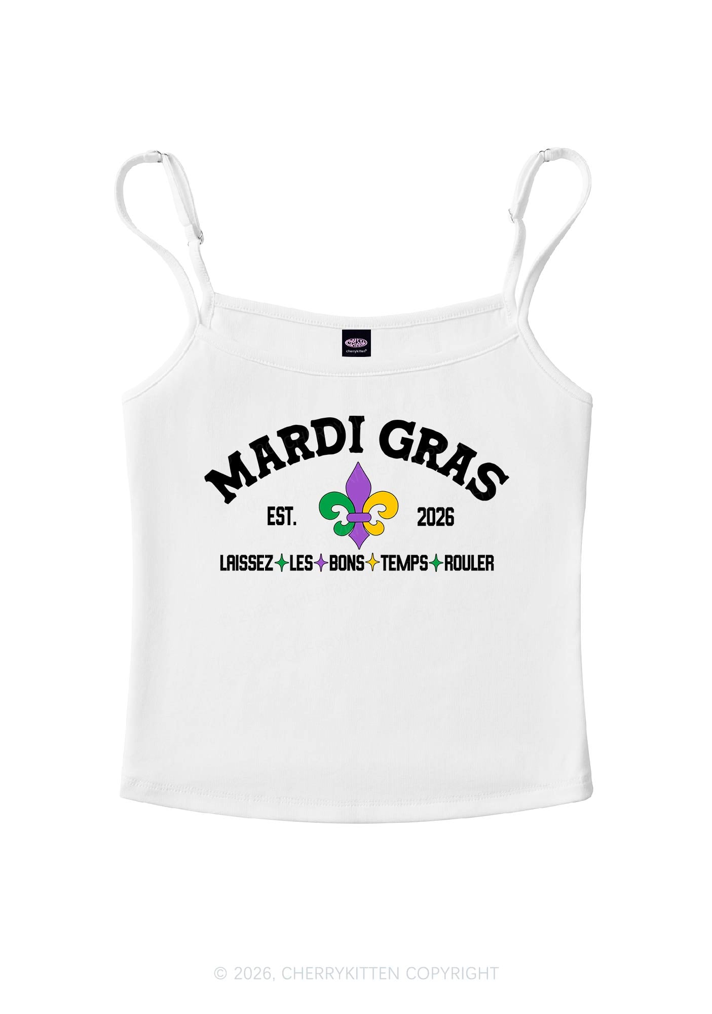 Mardi Gras Laissez Les Bons Temps Rouler Y2K Spaghetti Strap Cami Cherrykitten