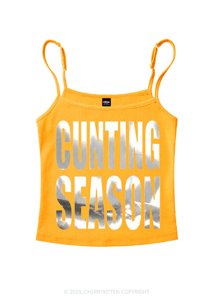 Cxxting Season Silver Foil Printed Y2K Spaghetti Strap Cami Cherrykitten