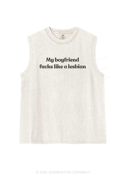 My BF Fxxks Like Lesbian Y2K Washed Tank Cherrykitten