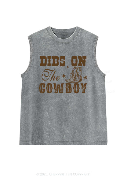 Dibs On The Cowboy Y2K Washed Muscle Tank Cherrykitten