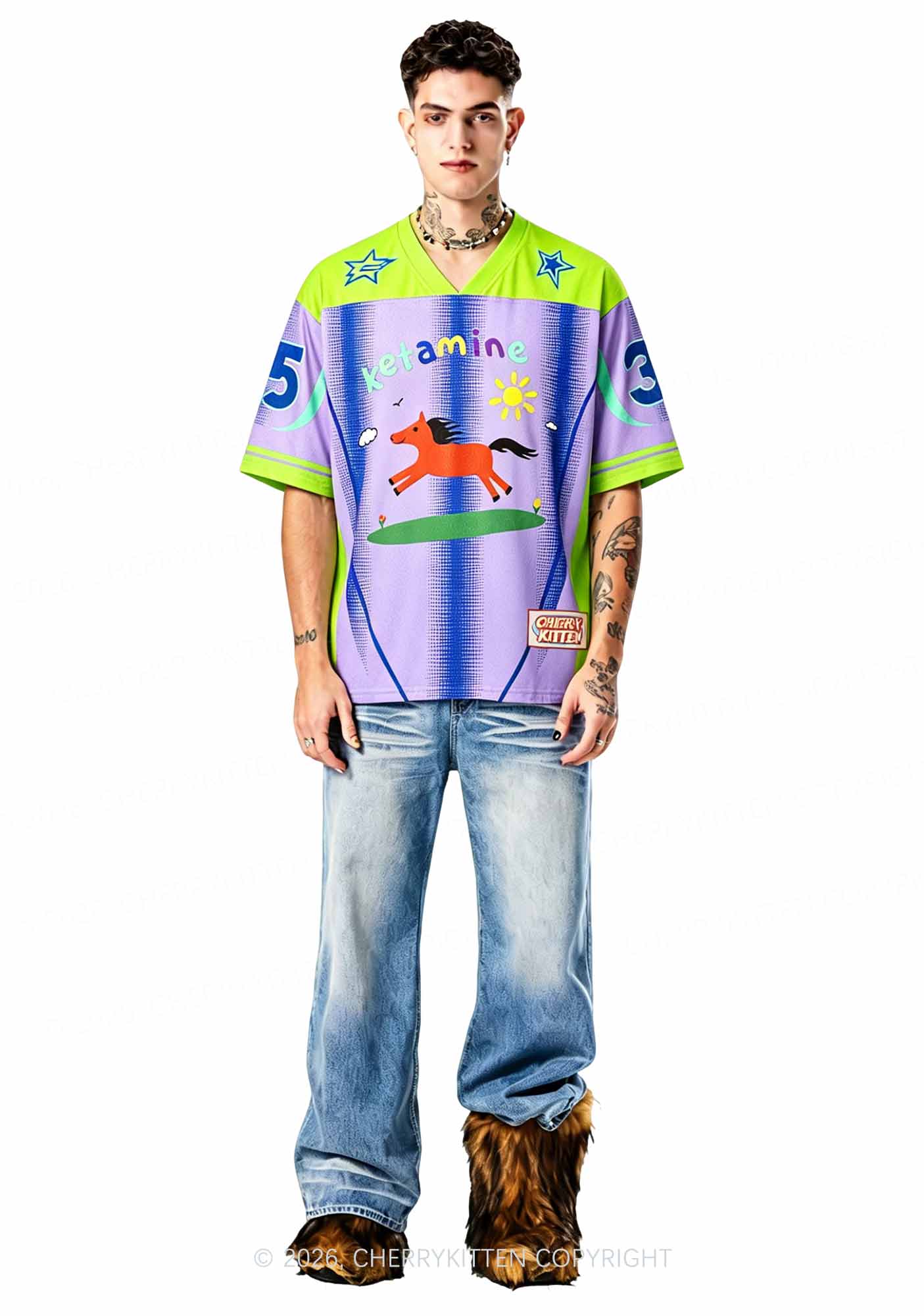 Purple K Pony Y2K Sport Jersey Shirts Cherrykitten