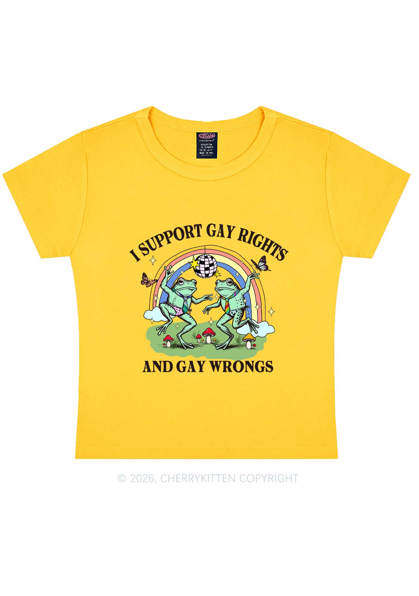 I Support Gay Rights Disco Frogs Y2K Baby Tee Cherrykitten