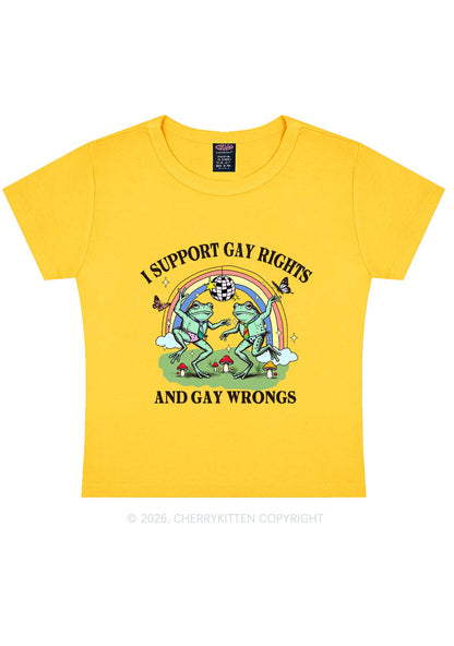 I Support Gay Rights Disco Frogs Y2K Baby Tee Cherrykitten