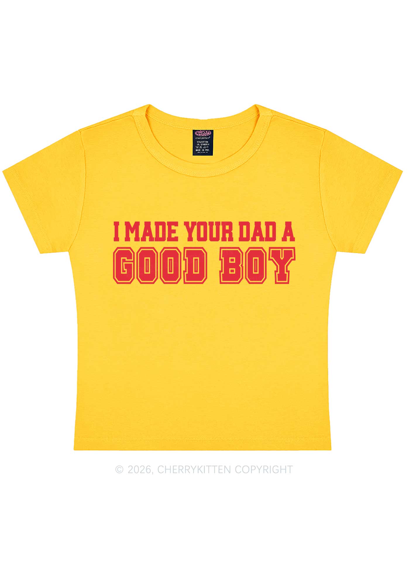 Made Your Dad A Good Boy Y2K Baby Tee Cherrykitten