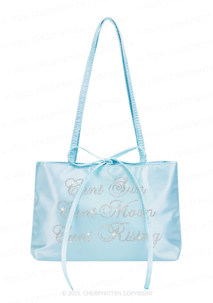 Rhinestone Sun Moon Rising Y2K Satin Bags Cherrykitten
