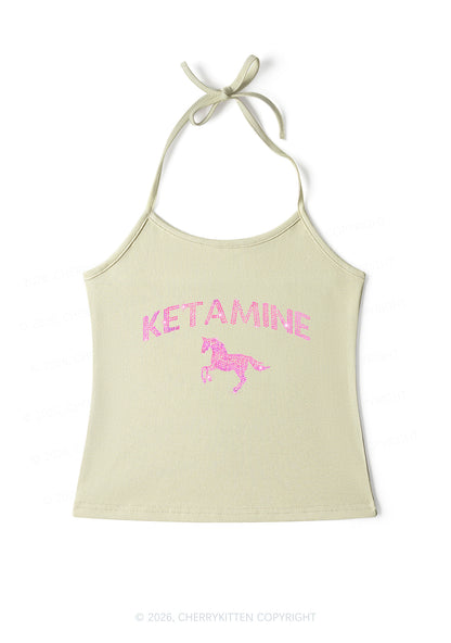Rhinestone Pink K Unicorn Y2K Halter Neck Cami Cherrykitten