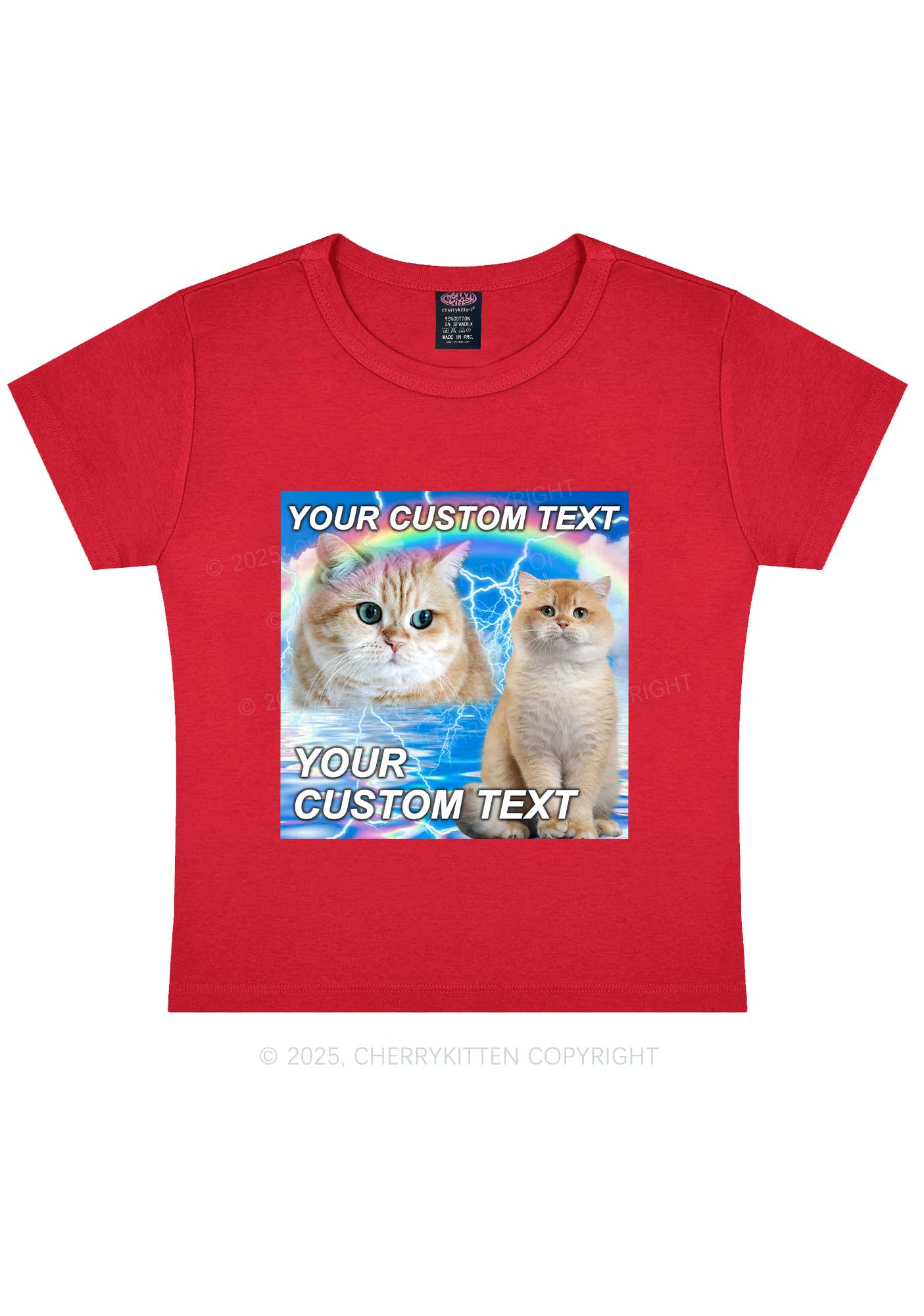 Custom Text Your Kitten Y2K Baby Tee Cherrykitten