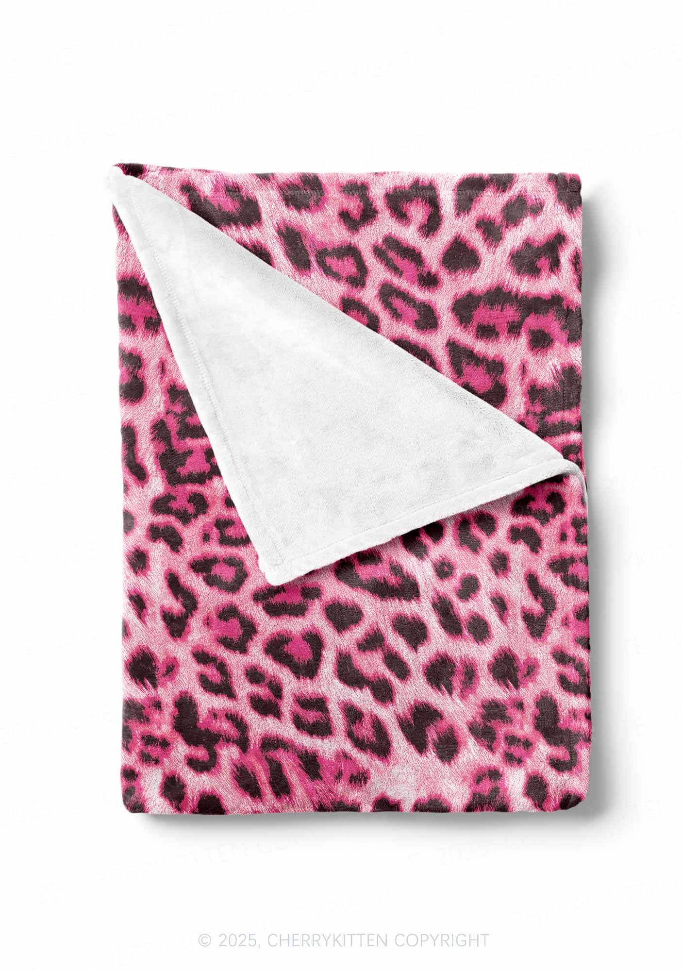 Pink Leopard Valentine's Day Y2K Plush Blanket Cherrykitten