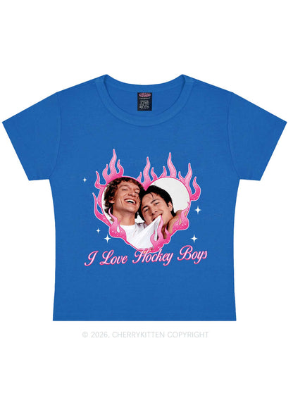 I Love Hockey Boys Pink Heart HR Y2K Baby Tee Cherrykitten