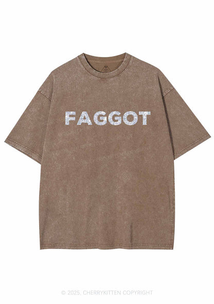 Glitter Faggot Pride Y2K Shirts Washed Tee Cherrykitten