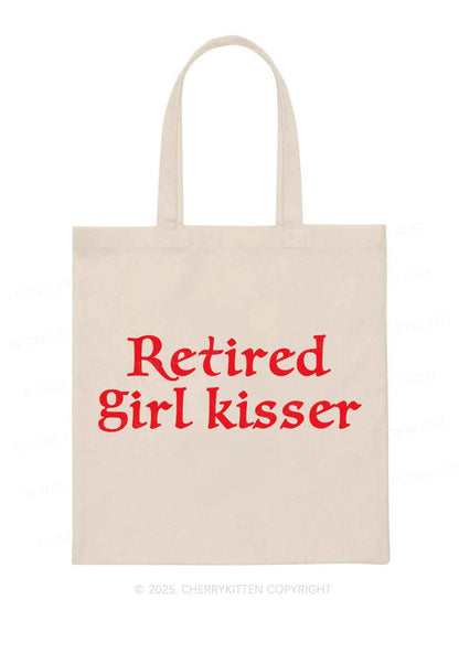 Retired Girl Kisser Pride Y2K Canvas Tote Bag Cherrykitten