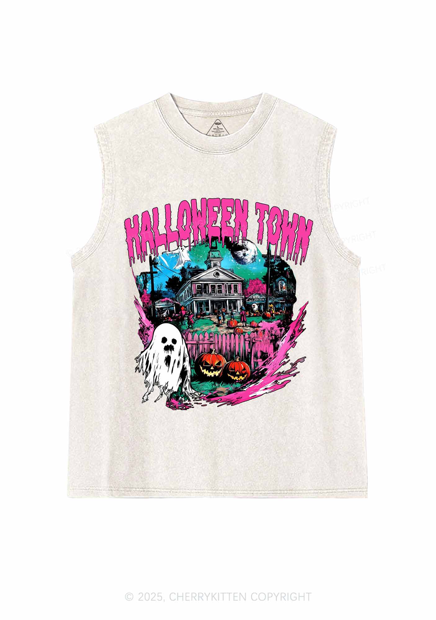 Halloween Ghost Town Y2K Washed Muscle Tank Cherrykitten