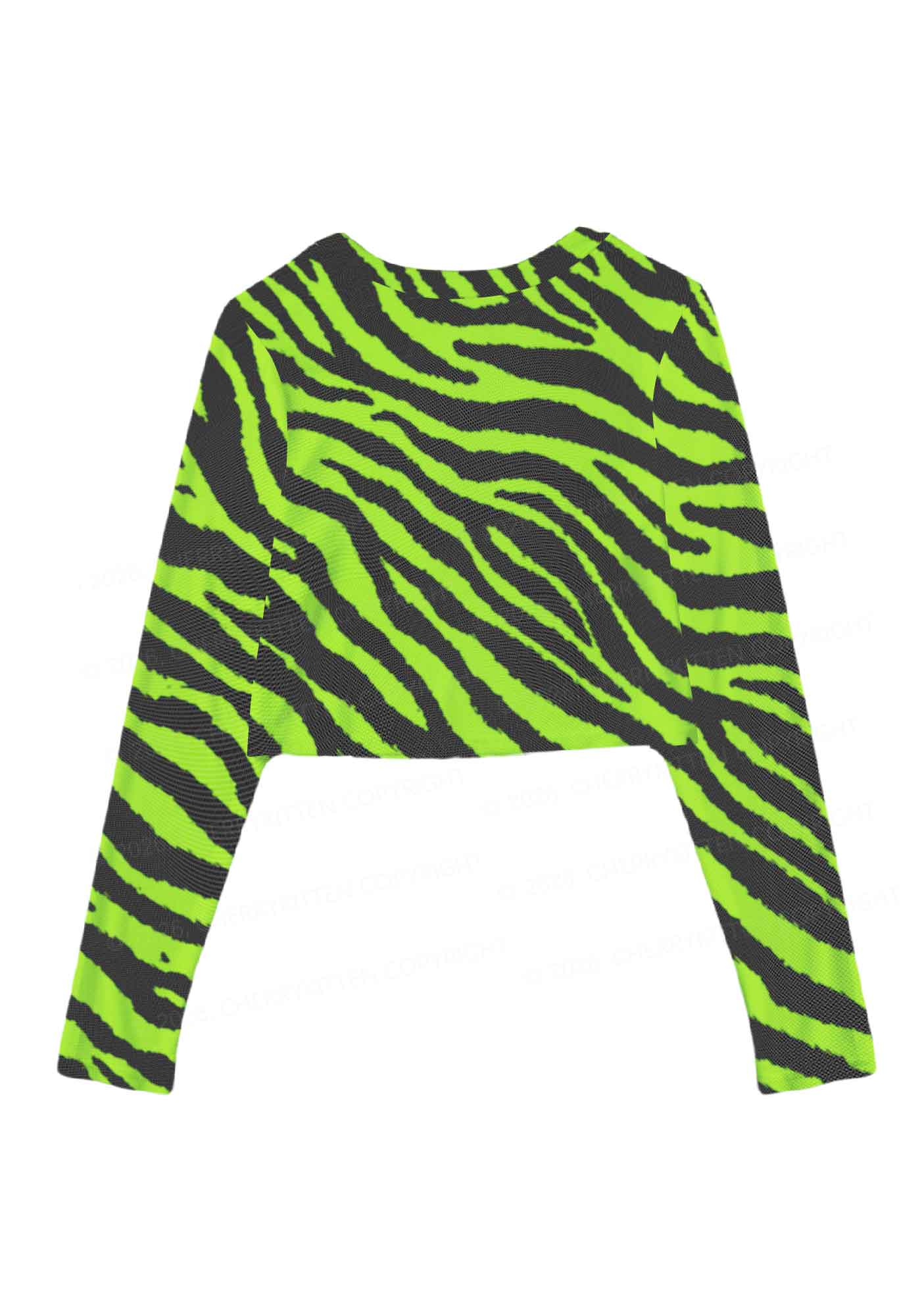 Green Zebra Y2K Mesh Long Sleeve Crop Top Cherrykitten