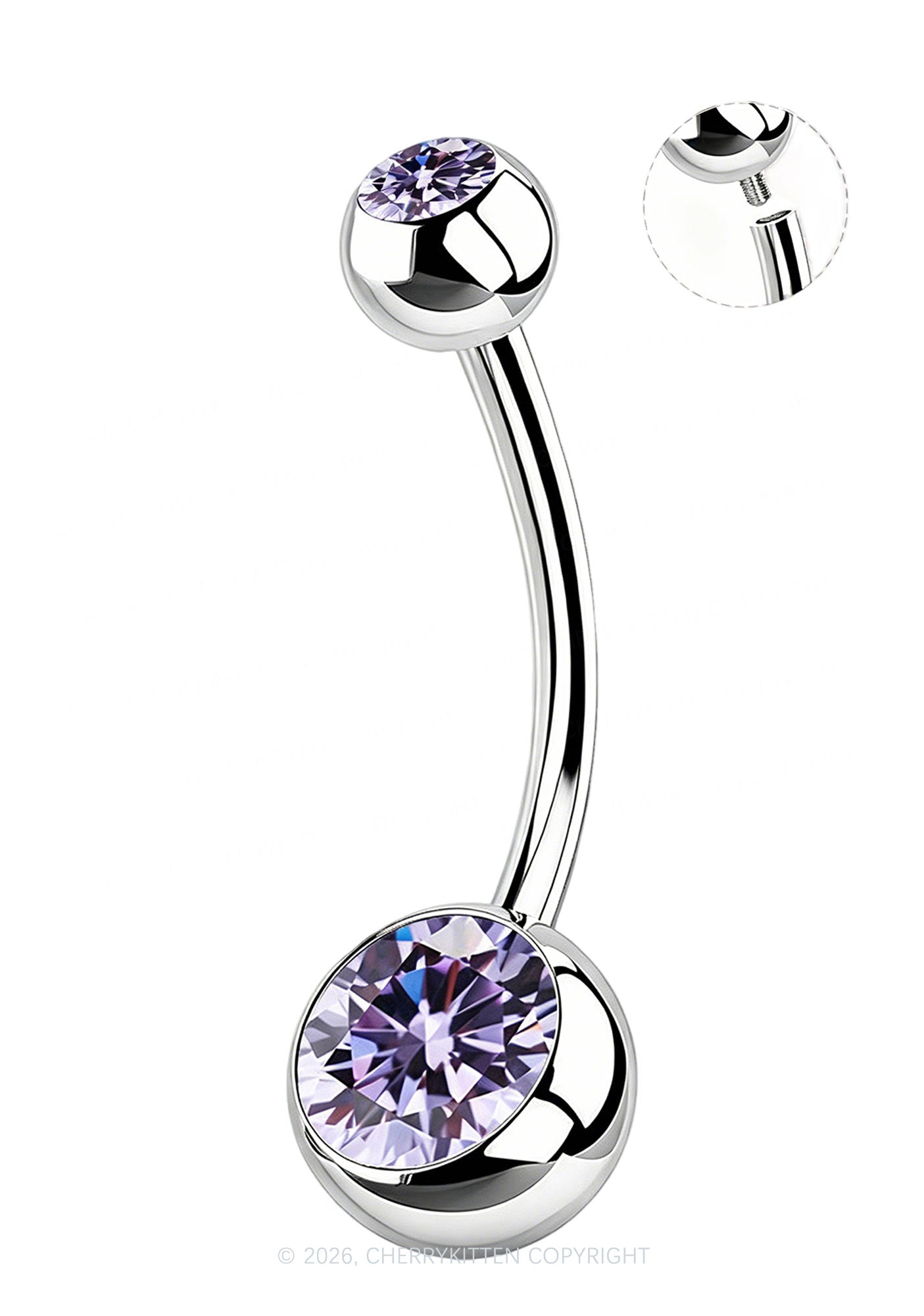 1pc Titanium Double Gemmed Y2K Navel Piercing Cherrykitten