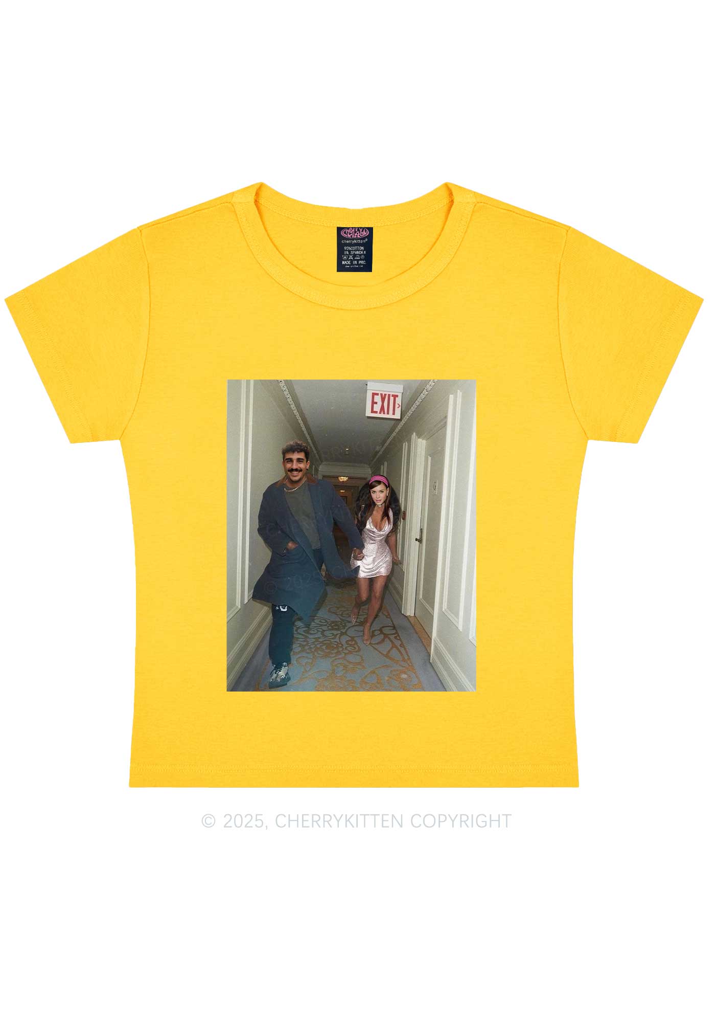 Custom Famous Hallway Photo Y2K Baby Tee Cherrykitten
