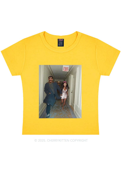 Custom Famous Hallway Photo Y2K Baby Tee Cherrykitten