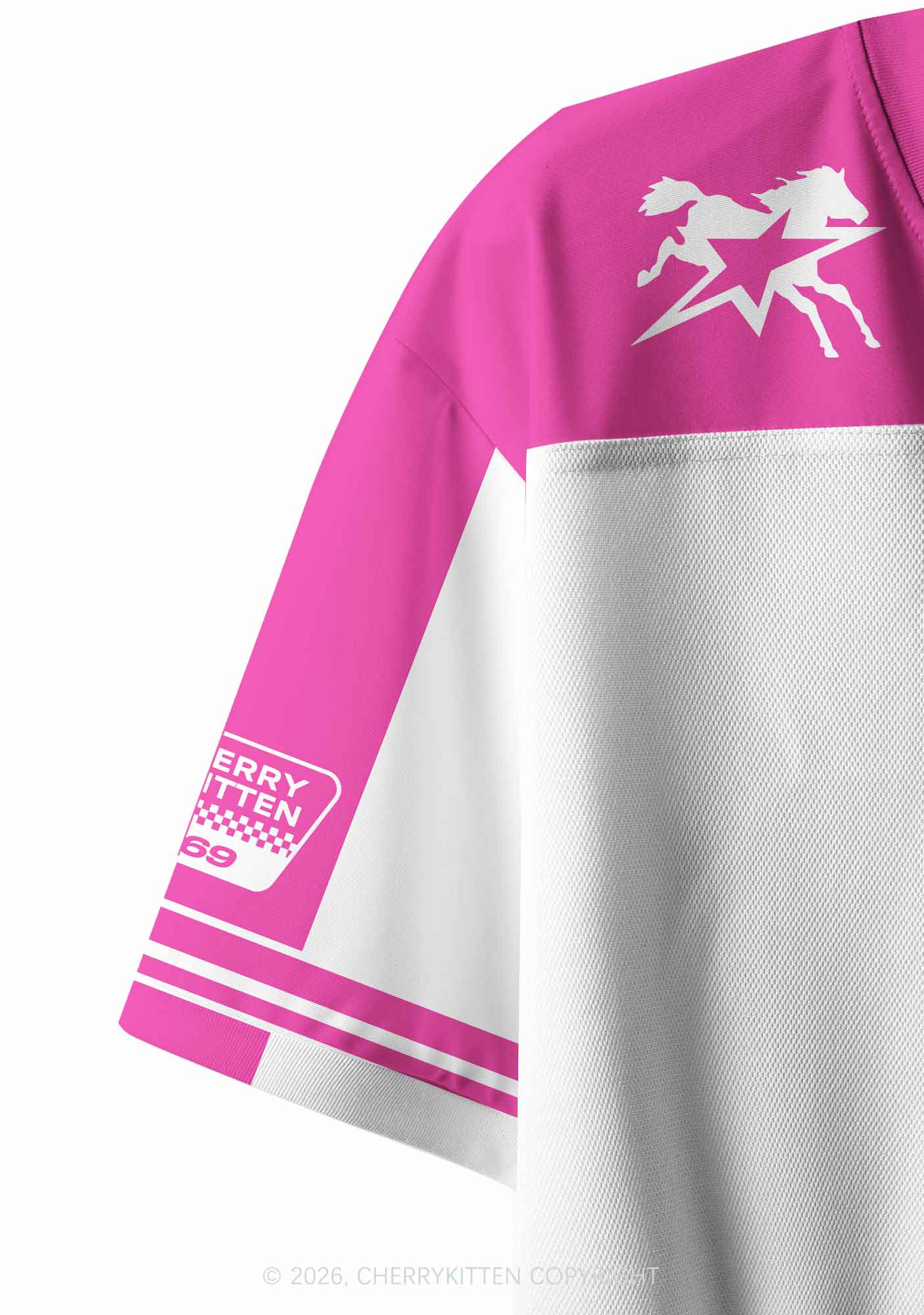 Hot Pink Gay King Pride Y2K Crop Sport Jersey Shirts Cherrykitten