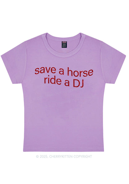 Glitter Ride A DJ Y2K Baby Tee Cherrykitten