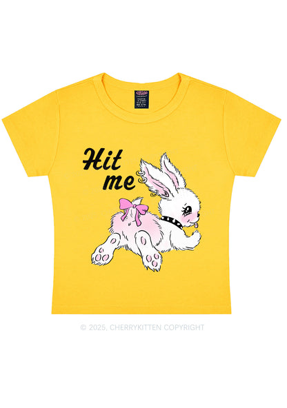 Hit Me White Bunny Y2K Baby Tee Cherrykitten
