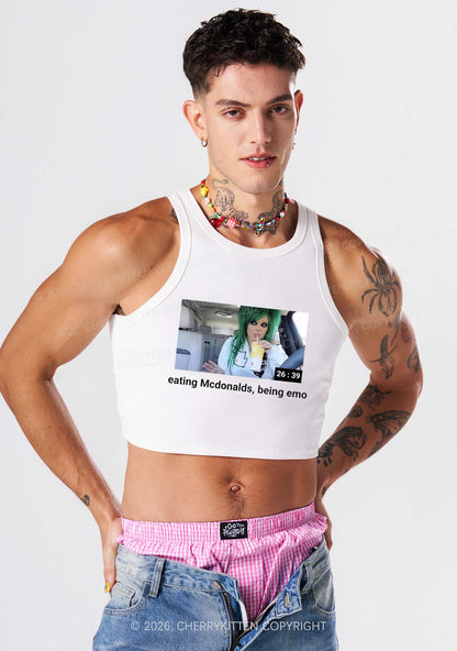 Eating Being Emo Y2K Crop Tank Top Cherrykitten