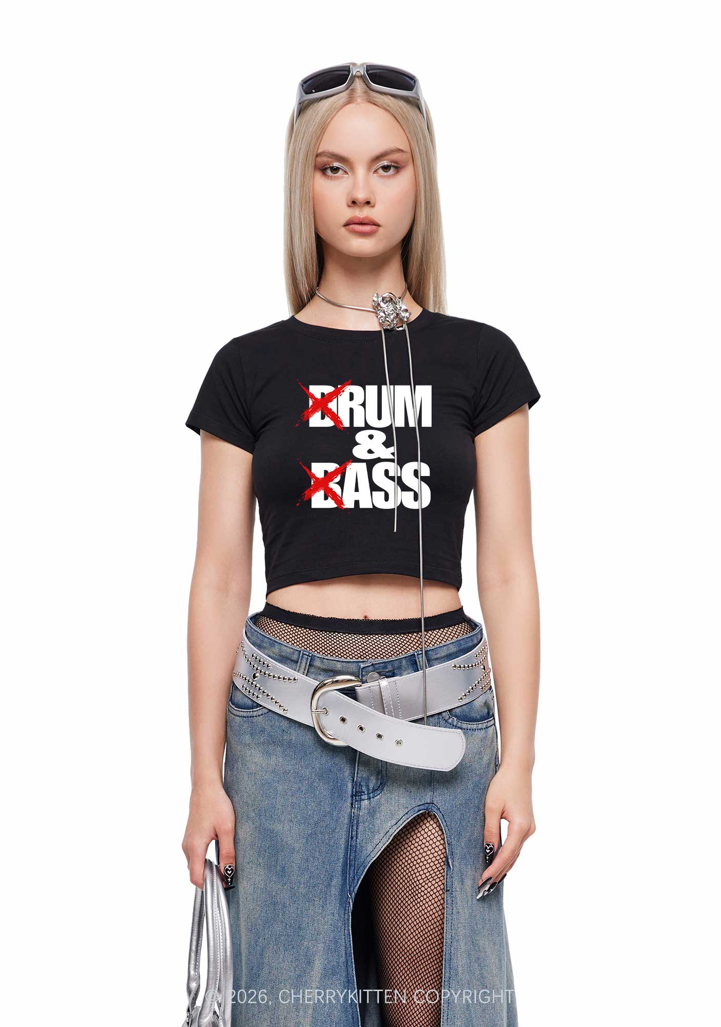 DnB Graffiti Y2K Baby Tee Cherrykitten