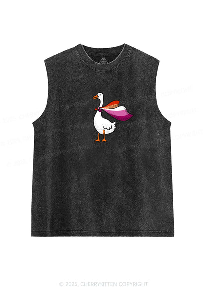 Lesbian Goose Pride Y2K Washed Muscle Tank Cherrykitten